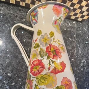 Estate Find MacKenzie Childs White Flower Market LARGE Practical Pitcher. 12"